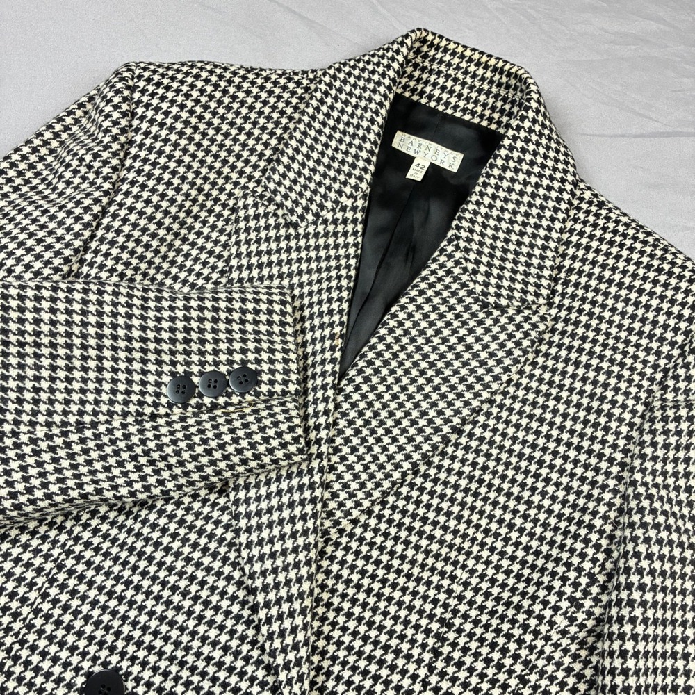 Barneys New York Double Breasted Blazer Size 6 42IT Two Tone Houndstooth Italy